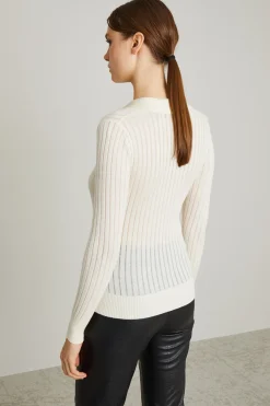 Maglia polo in seta e lana - Latte