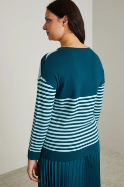 Maglia regolare in viscosa - Verde Rigato