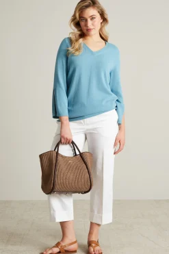 Maglia scollo a V - Azzurro