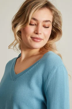 Maglia scollo a V - Azzurro
