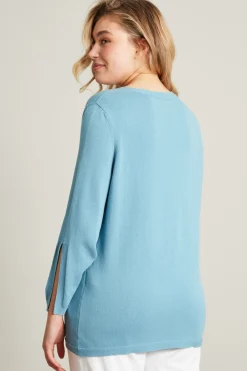 Maglia scollo a V - Azzurro