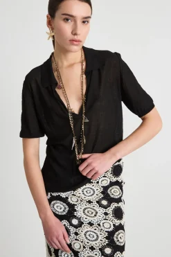 Maglia stile polo - Nero