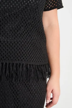Maglia traforata a rete - Nero