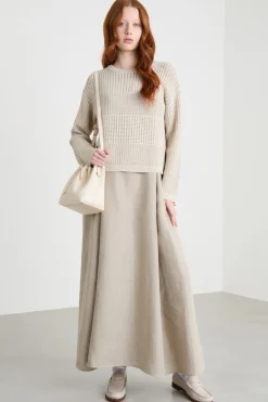 Maglia traforata - Beige