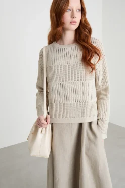Maglia traforata - Beige