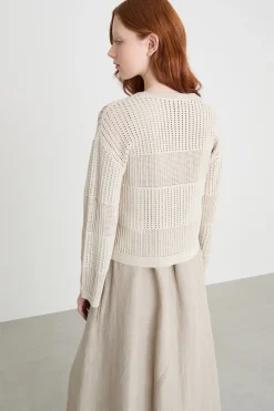 Maglia traforata - Beige
