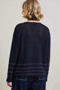 Maglia traforata con inserto lamè - Blu