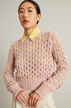 Maglia traforata con lacci - Rosa