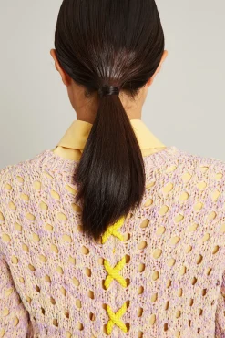 Maglia traforata con lacci - Rosa