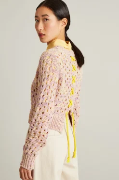 Maglia traforata con lacci - Rosa
