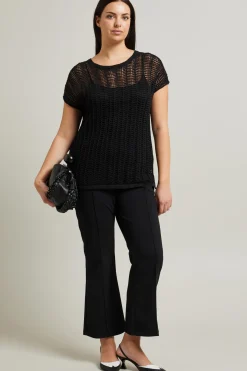 Maglia traforata in cordonetto - Nero