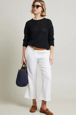 Maglia traforata in cotone - Nero