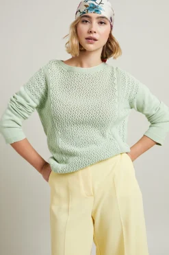 Maglia traforata in cotone - Verde Menta