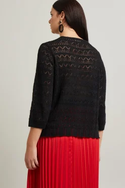Maglia traforata in misto cotone - Nero