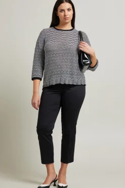 Maglia traforata in misto cotone - Nero Bianco