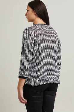 Maglia traforata in misto cotone - Nero Bianco