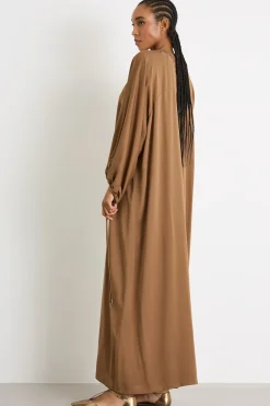 Maxi abito con microstrass - Cammello