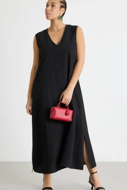 Maxi abito con tasche - Nero