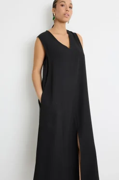 Maxi abito con tasche - Nero