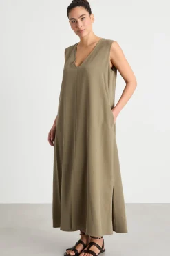 Maxi abito con tasche - Verde
