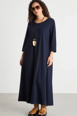 Maxi abito in jersey con tasche - Blu