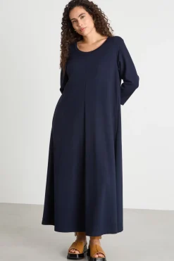 Maxi abito in jersey con tasche - Blu