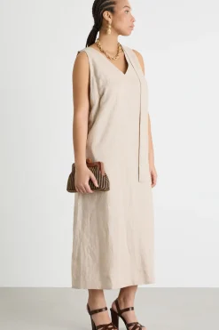 Maxi abito in tela - Beige