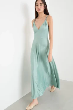 Maxi abito plissé - Verde Acqua