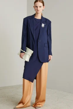 Maxi blusa in crépe - Blu