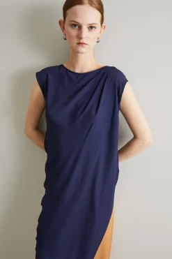 Maxi blusa in crépe - Blu