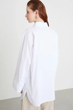 Maxi camicia in popeline - Bianco