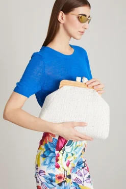 Maxi clutch bouclè - Bianco Beige