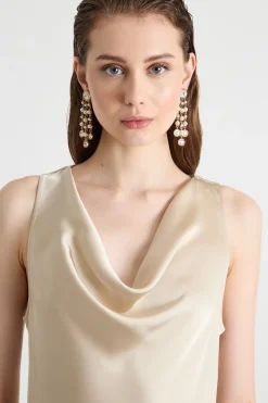 Maxi dress in raso - Beige