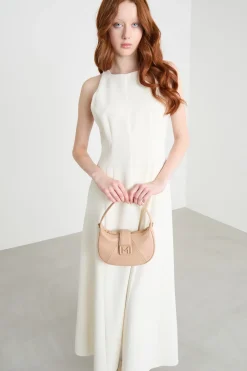 Maxi dress in raso - Bianco