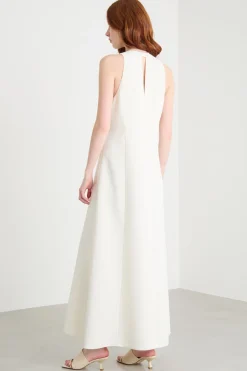 Maxi dress in raso - Bianco