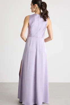 Maxi dress in raso - Lilla