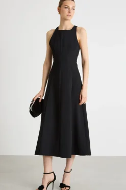 Maxi dress in raso - Nero