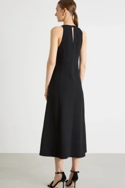 Maxi dress in raso - Nero
