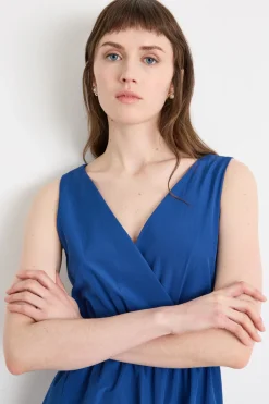 Maxi dress in taffettà - Blu