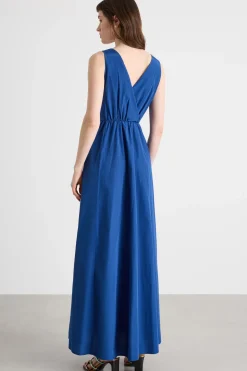 Maxi dress in taffettà - Blu