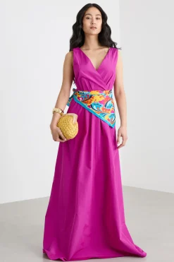Maxi dress in taffettà - Rosa