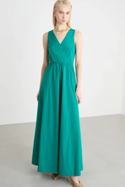 Maxi dress in taffettà - Verde