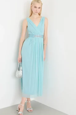 Maxi dress in tulle - Azzurro