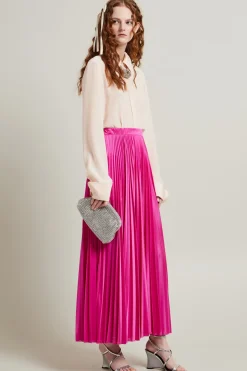 Maxi gonna in jersey plissè - Fuxia