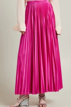 Maxi gonna in jersey plissè - Fuxia