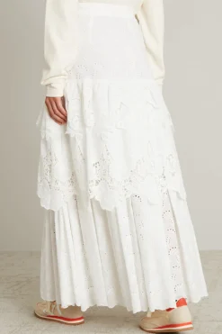Maxi gonna in sangallo e pizzo - Bianco