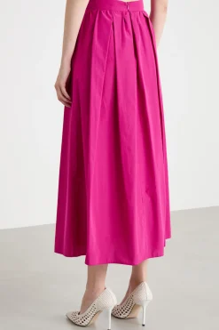 Maxi gonna in taffettà - Fuxia