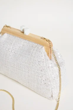 Maxi pochette con paillettes - Bianco