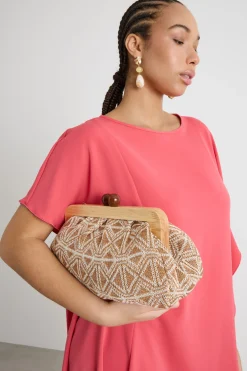 Maxi pochette morbida - Bianco Cammello