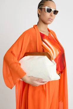 Maxi pochette ricamata - Bianco